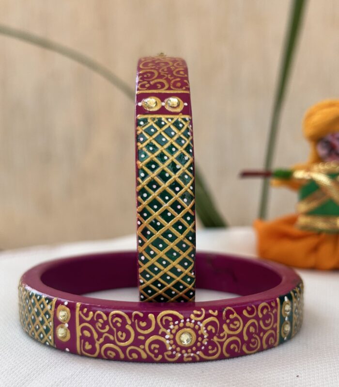 Jaipuri Handmade Hand Painted Lac Bangles – Traditional Rajasthani Design