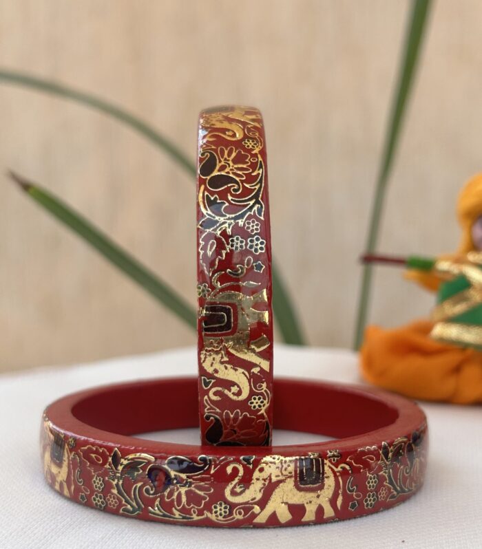 Jaipuri Handmade Lac Bangles, Hand-Painted Traditional Indian Jewelry, Elephant & Peacock Design, Ethnic Rajasthani Bridal Bangles.