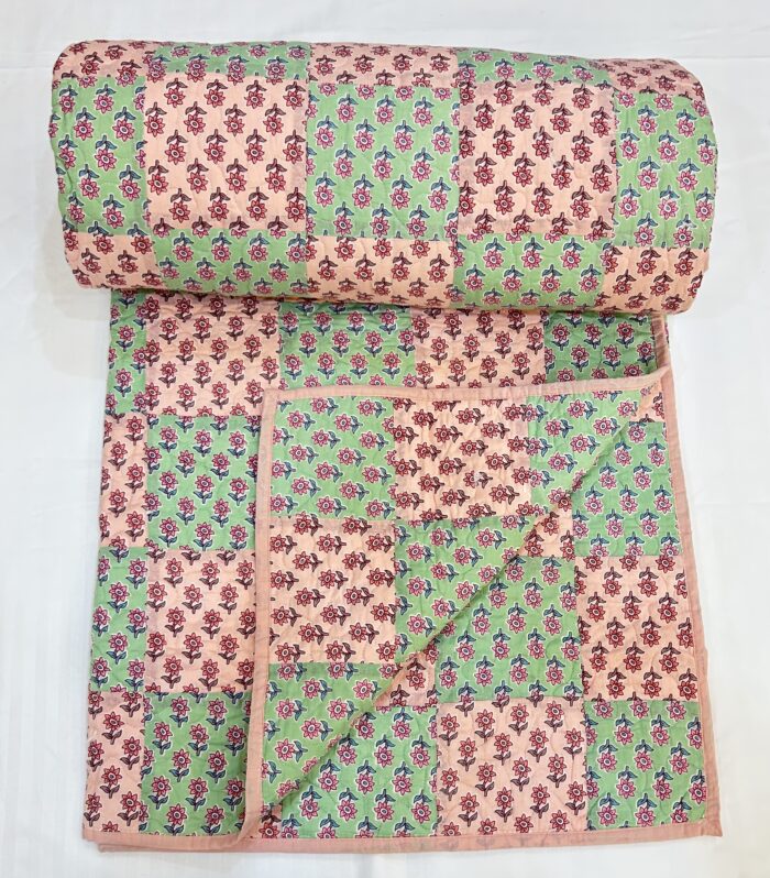 Jaipuri Handmade Vintage Hand Block Machine Quilted Razai