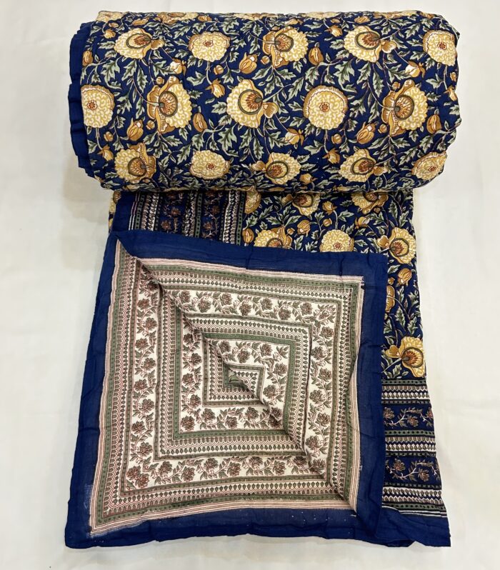 Jaipuri Handmade Floral Hand Block Quilted Razai