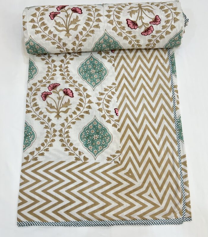 Jaipuri Handmade Vintage Hand Block Soft Mulmul Pure Cotton Double Bed Dohar